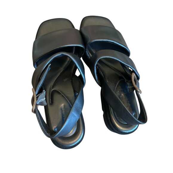 Vince Bowie Platform Sandals Strappy Black Leather Square Toe Size 9 Women's - Picture 6 of 10